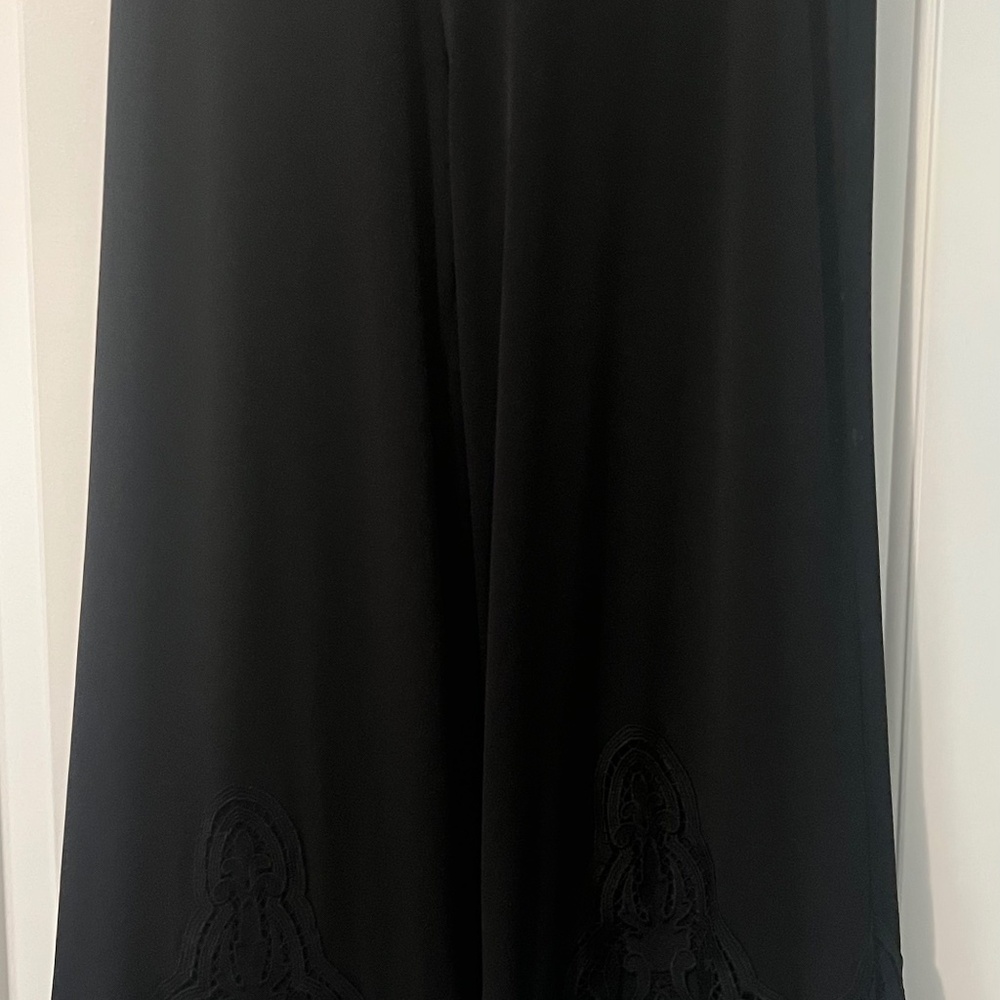 Wide leg lace detail Alfani Pants Black